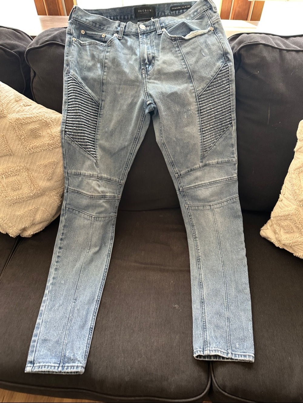 PacSun Men's stacked skinny Jeans - Light Blue Wash 32x32
